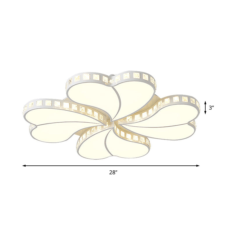 White Petal Flush Ceiling Light Contemporary Metal 20.5