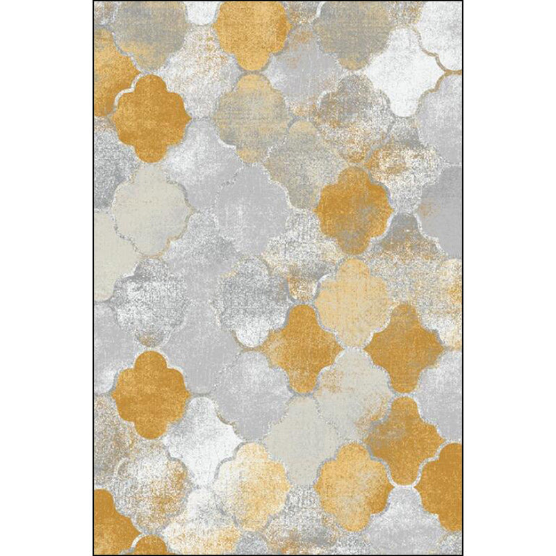 Yellow and Grey Contemporary Rug Polyester Albany Geometric Ogee Print Rug Washable Non-Slip Backing Carpet for Living Room Clearhalo 'Area Rug' 'Modern' 'Rugs' Rug' 1578832