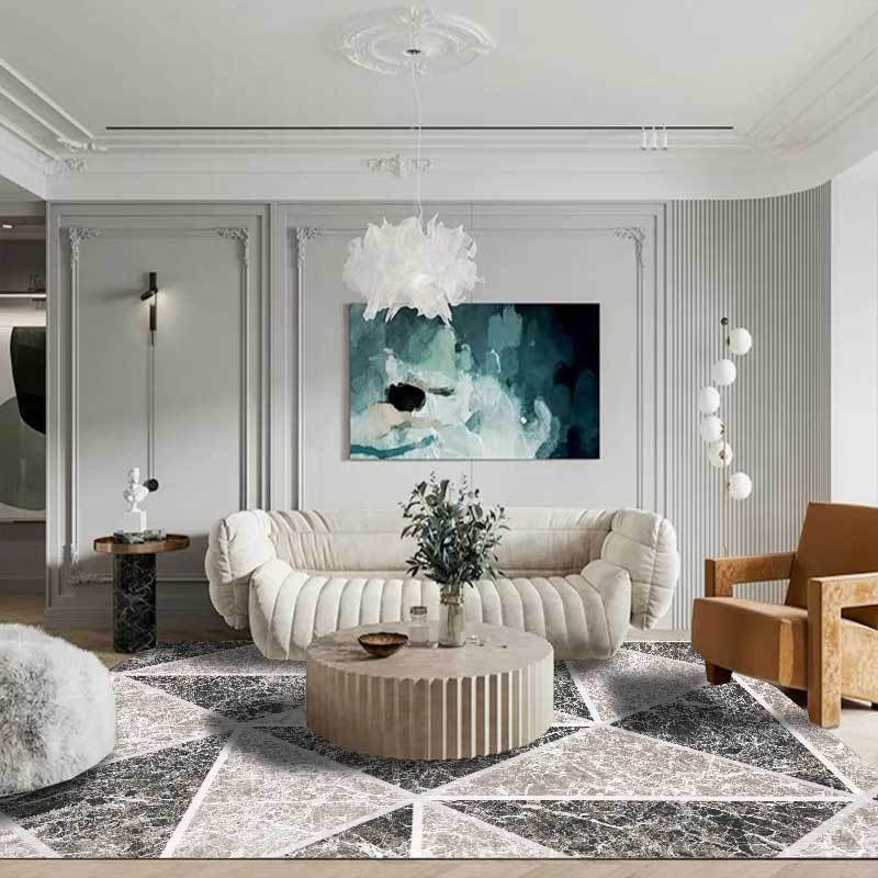 Grey Novelty Rug Polyester Geometric Pattern Rug Washable Non-Slip Backing Carpet for Living Room Grey Clearhalo 'Area Rug' 'Modern' 'Rugs' Rug' 1578861