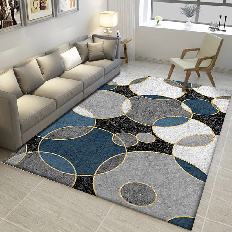 Nordic Modern Rug in Black Color Block Circle Pattern Area Rug Polyester Machine Washable Carpet for Home Decoration Clearhalo 'Area Rug' 'Modern' 'Rugs' Rug' 1579028