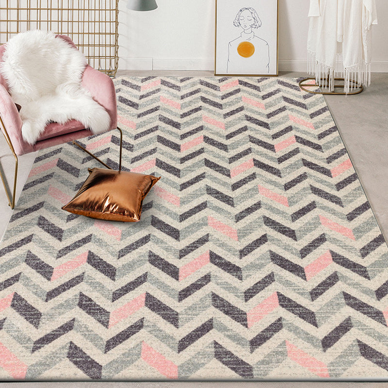 Brown Bedroom Rug Modern Geometric Chevron Pattern Area Rug Polyester Machine Washable Anti-Slip Carpet Grey Clearhalo 'Area Rug' 'Modern' 'Rugs' Rug' 1579550