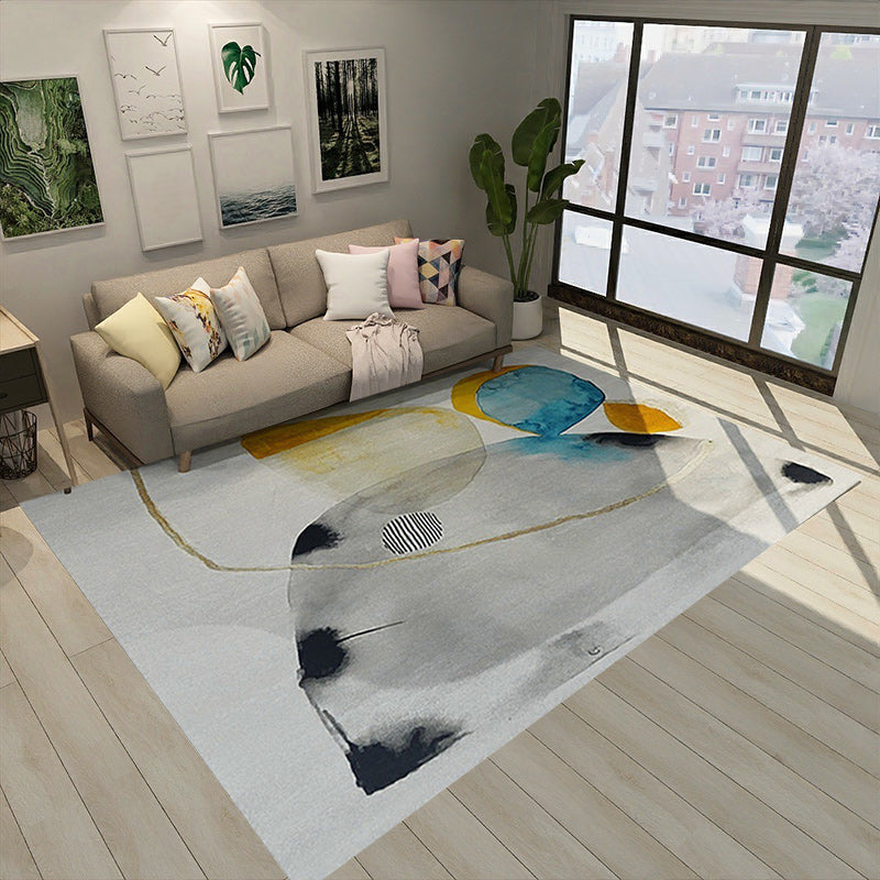 Unique Abstract Rug Grey and Yellow Casual Rug Polyester Washable Area Rug for Bedroom Clearhalo 'Area Rug' 'Modern' 'Rugs' Rug' 1579653