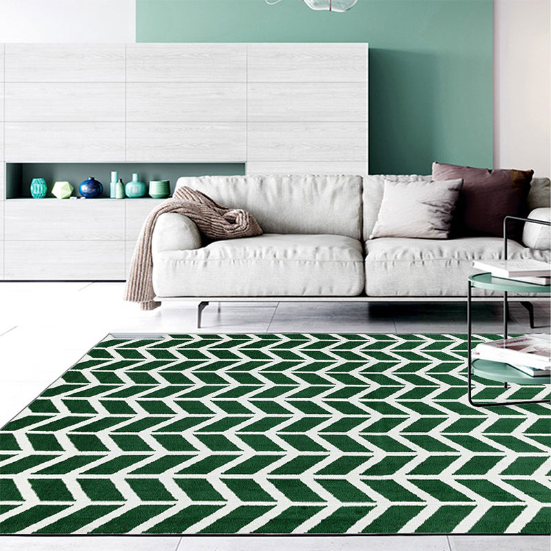 Modern Living Room Rug in Green Geometric Chevron Print Rug Polyester Machine Washable Area Rug Clearhalo 'Area Rug' 'Modern' 'Rugs' Rug' 1579838