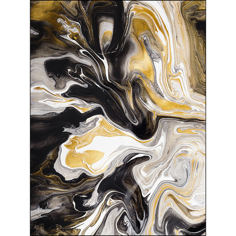 Unique Watercolor Pattern Rug Black and Yellow Novelty Rug Polyester Washable Anti-Slip Backing Carpet for Living Room Clearhalo 'Area Rug' 'Modern' 'Rugs' Rug' 1580340