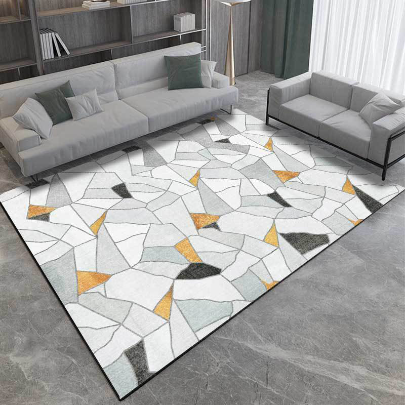 Ivory Bedroom Rug Modern Geometry Irregular Shape Pattern Area Rug Polyester Machine Washable Carpet Grey Clearhalo 'Area Rug' 'Modern' 'Rugs' Rug' 1580370