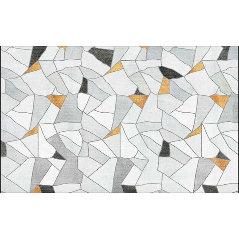 Ivory Bedroom Rug Modern Geometry Irregular Shape Pattern Area Rug Polyester Machine Washable Carpet Clearhalo 'Area Rug' 'Modern' 'Rugs' Rug' 1580372