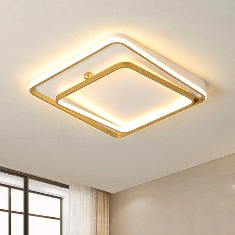 White Square Frame Ceiling Flush Contemporary 19.5