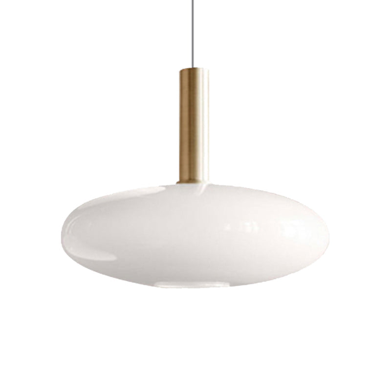 White Glass Globe/Ellipsoid/Dome Pendant Lighting Modern 1 Light Brass Led Hanging Ceiling Lamp Fixture White Dome Clearhalo 'Ceiling Lights' 'Glass shade' 'Glass' 'Modern Pendants' 'Modern' 'Pendant Lights' 'Pendants' Lighting' 158217