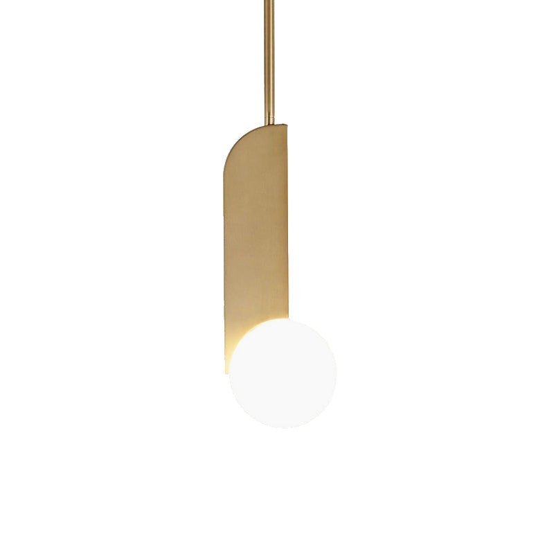 White Glass Global Hanging Lighting Contemporary 1 Head Gold Finish Ceiling Pendant Light Clearhalo 'Ceiling Lights' 'Modern Pendants' 'Modern' 'Pendant Lights' 'Pendants' Lighting' 158241