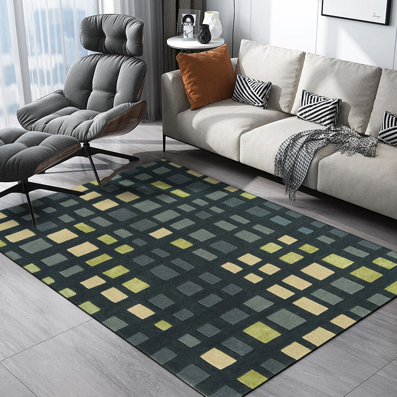 Simple Novelty Rug in Green Plaid Pattern Rug Polyester Non-Slip Stain-Resistant Carpet for Home Decoration Clearhalo 'Area Rug' 'Rug' 1583795