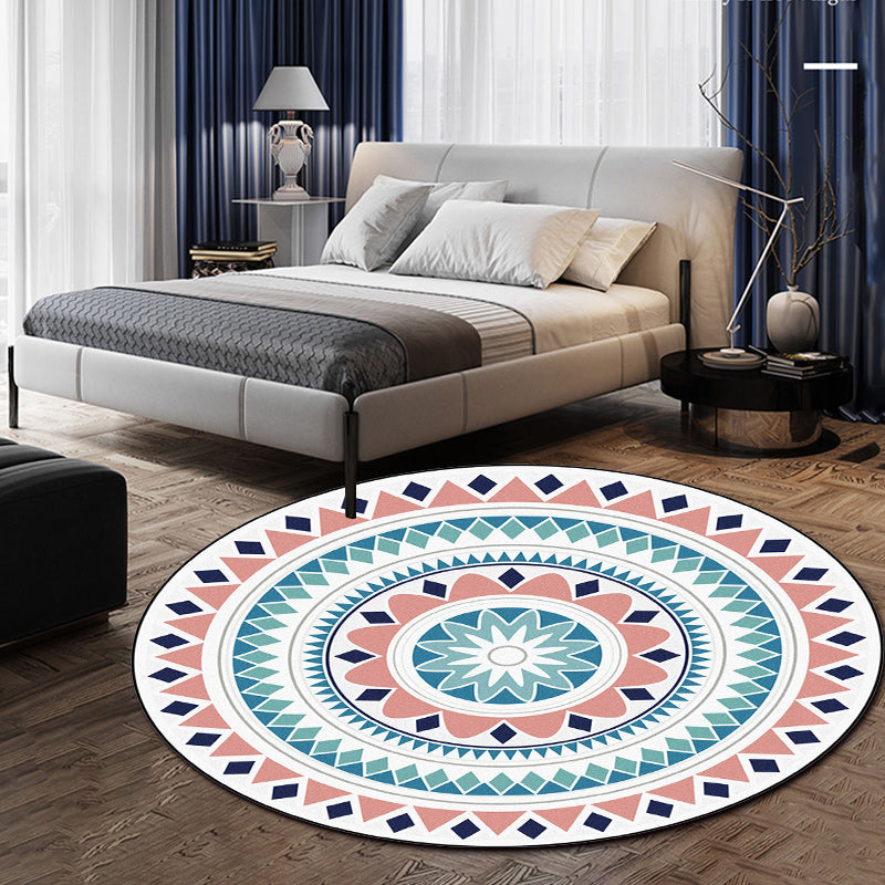 Bohemian Living Room Rug Multi-color Floral Circle Diamond Print Rug Polyester Washable Area Rug Clearhalo 'Area Rug' 'Bohemian' 'Rugs' Rug' 1583973