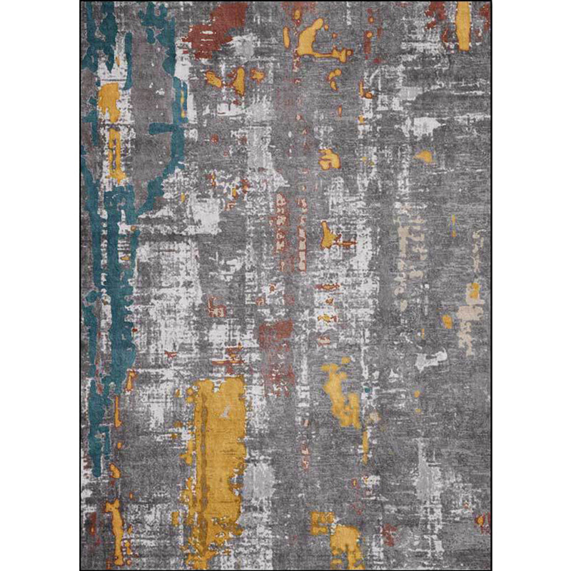 Industrial Abstract Rug Grey Polyester Rug Machine Washable Anti-Slip Backing Area Rug for Bedroom Clearhalo 'Area Rug' 'Rug' 1584045