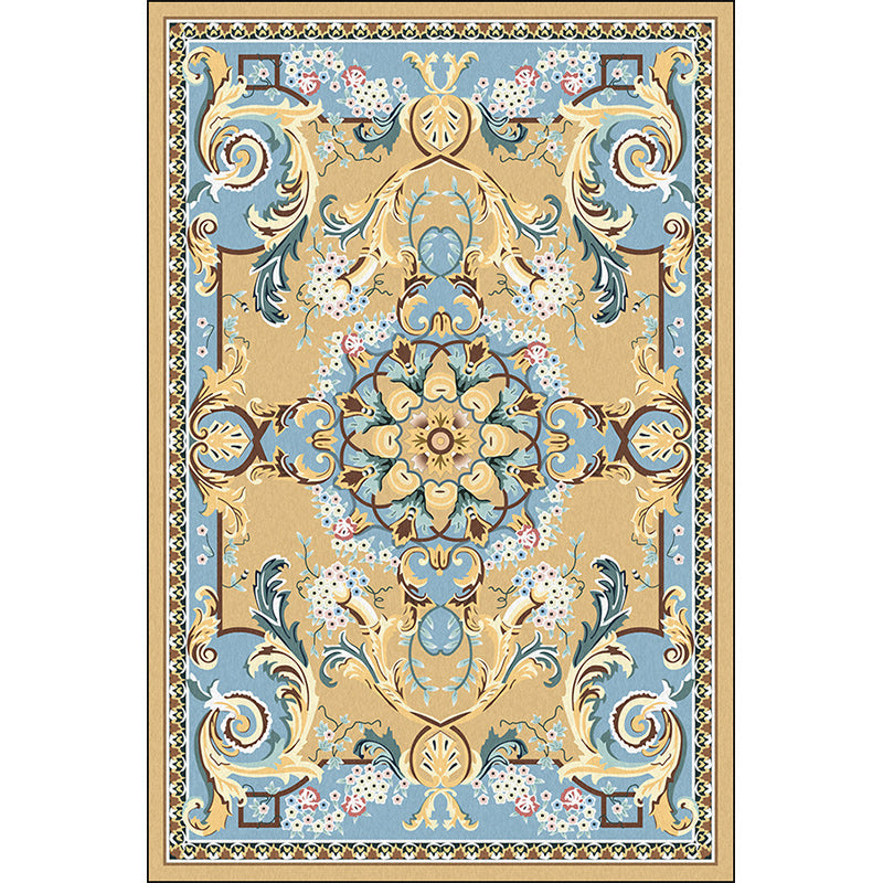 Mediterranean Moroccan Rug in Brown Motif Floral Pattern Rug Polyester Non-Slip Washable Carpet for Home Decoration Clearhalo 'Area Rug' 'Moroccan' 'Rugs' Rug' 1584125