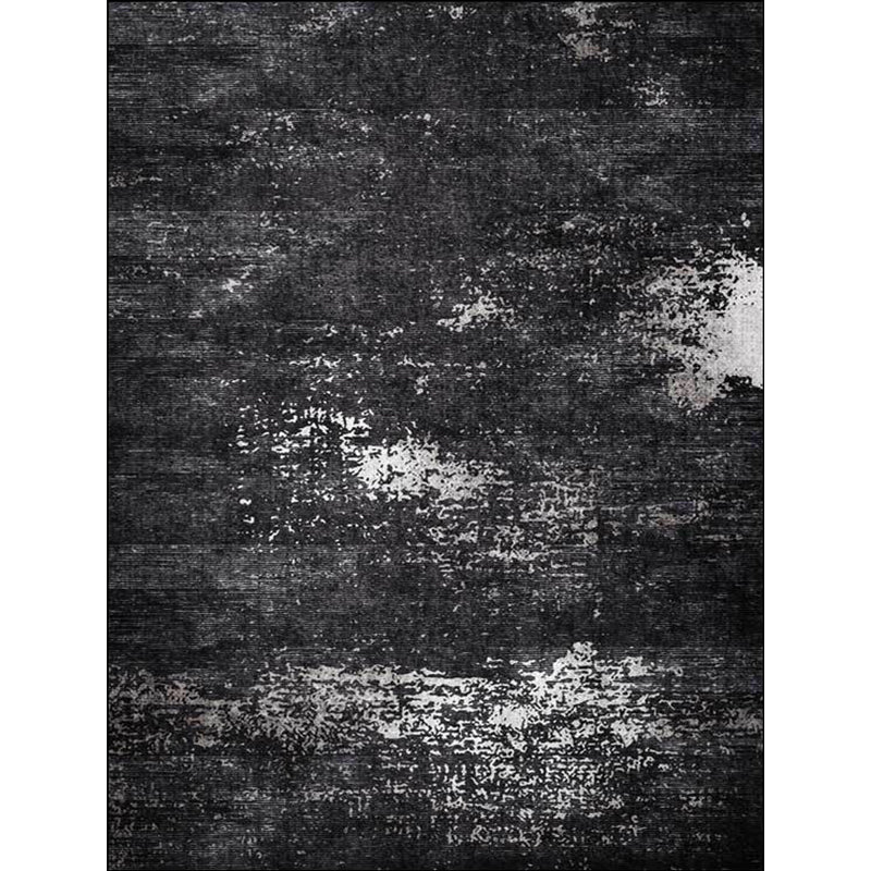 Industrial Abstract Rug Black Polyester Rug Machine Washable Anti-Slip Backing Area Rug for Bedroom Clearhalo 'Area Rug' 'Rug' 1584398