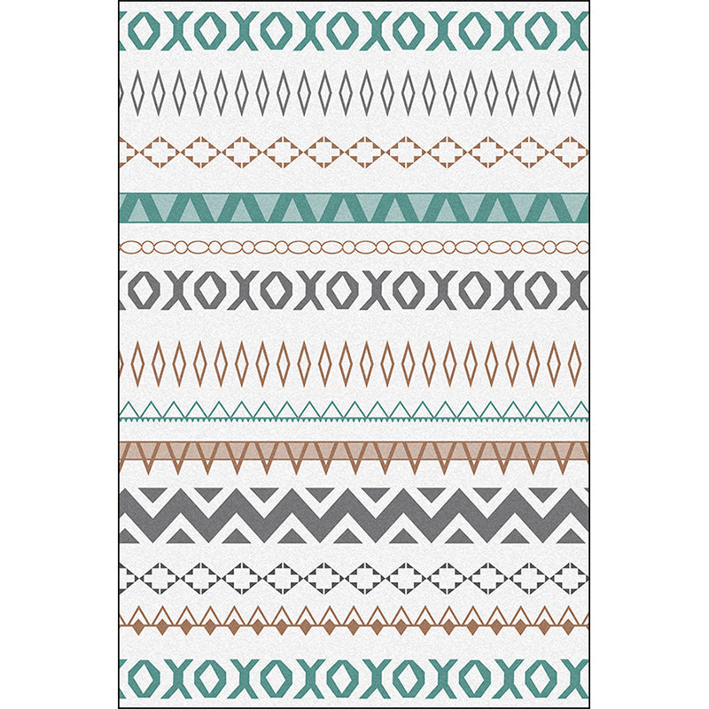 Ivory Bedroom Rug Bohemian Stripe Triangle Pattern Area Rug Polyester Stain-Resistant Carpet Clearhalo 'Area Rug' 'Bohemian' 'Rugs' Rug' 1584710