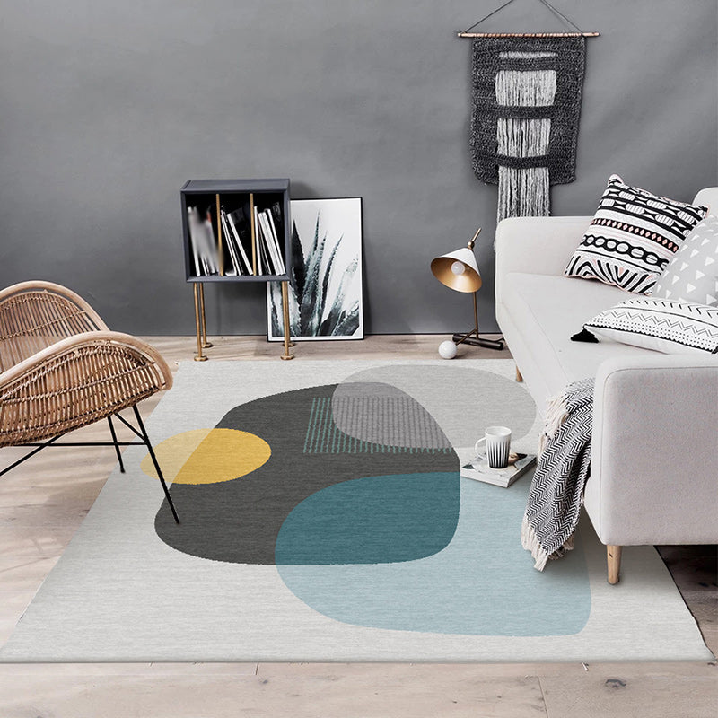 Grey Bedroom Rug Novelty Color Block Irregular Shape Pattern Area Rug Polyester Non-Slip Backing Washable Carpet Clearhalo 'Area Rug' 'Rug' 1584928