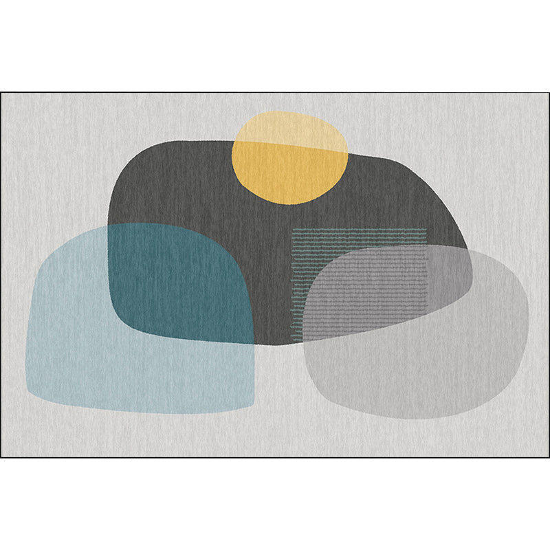 Grey Bedroom Rug Novelty Color Block Irregular Shape Pattern Area Rug Polyester Non-Slip Backing Washable Carpet Clearhalo 'Area Rug' 'Rug' 1584929