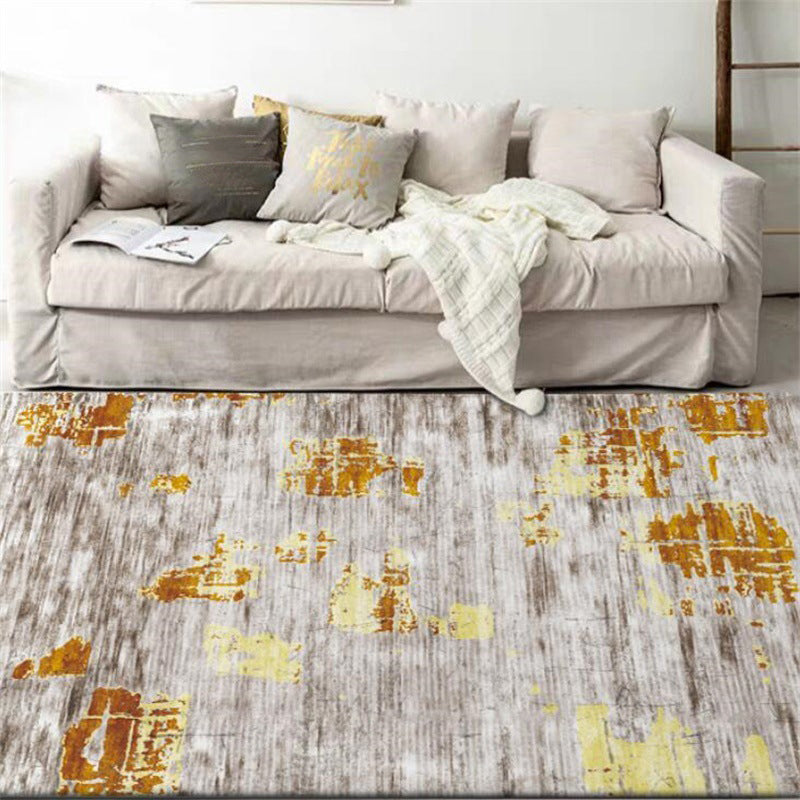 Industrial Space Dye Print Rug Yellow and Grey Polyester Rug Machine Washable Anti-Slip Backing Area Rug for Bedroom Clearhalo 'Area Rug' 'Rug' 1584944