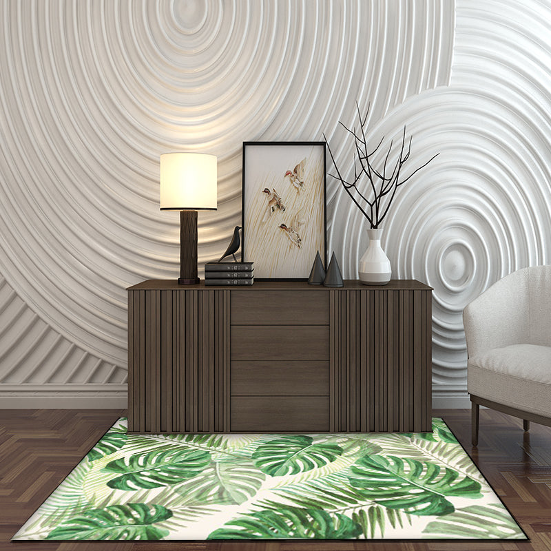 Funky Botanical Pattern Rug with Leaf Green Tropical Rug Polyester Washable Anti-Slip Backing Area Rug for Living Room Clearhalo 'Area Rug' 'Rug' 1585012