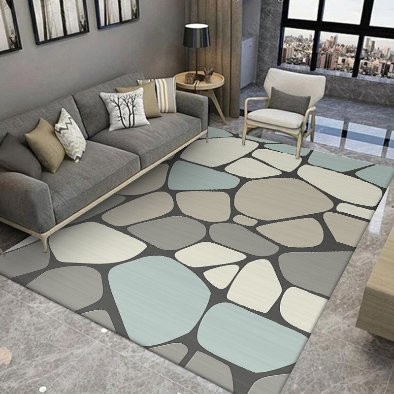 Novelty Living Room Rug in Grey Stone Irregular Shape Print Rug Polyester Anti-Slip Backing Stain-Resistant Area Rug Clearhalo 'Area Rug' 'Rug' 1585134