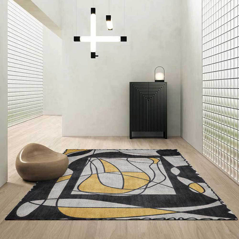 Novelty Living Room Rug in Grey Colorblock Lines Print Rug Polyester Machine Washable Area Rug Clearhalo 'Area Rug' 'Rug' 1585194