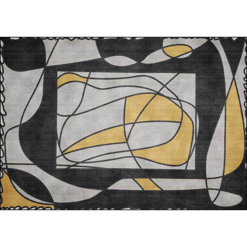 Novelty Living Room Rug in Grey Colorblock Lines Print Rug Polyester Machine Washable Area Rug Clearhalo 'Area Rug' 'Rug' 1585195