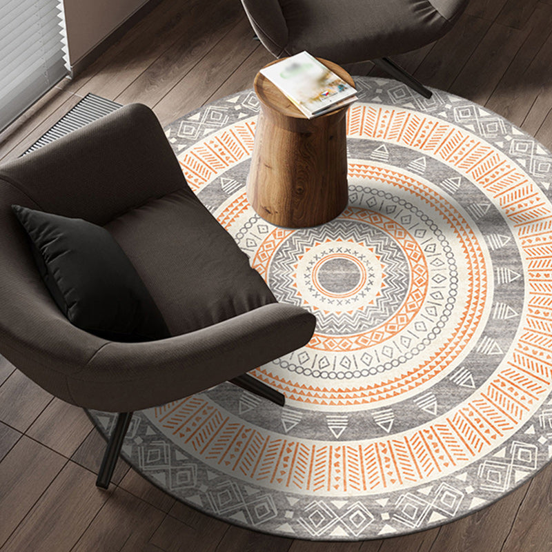 Multicolor Bedroom Rug Bohemian Circle Diamond Triangle Pattern Area Rug Polyester Anti-Slip Backing Carpet Light Gray Clearhalo 'Area Rug' 'Bohemian' 'Rugs' Rug' 1585201