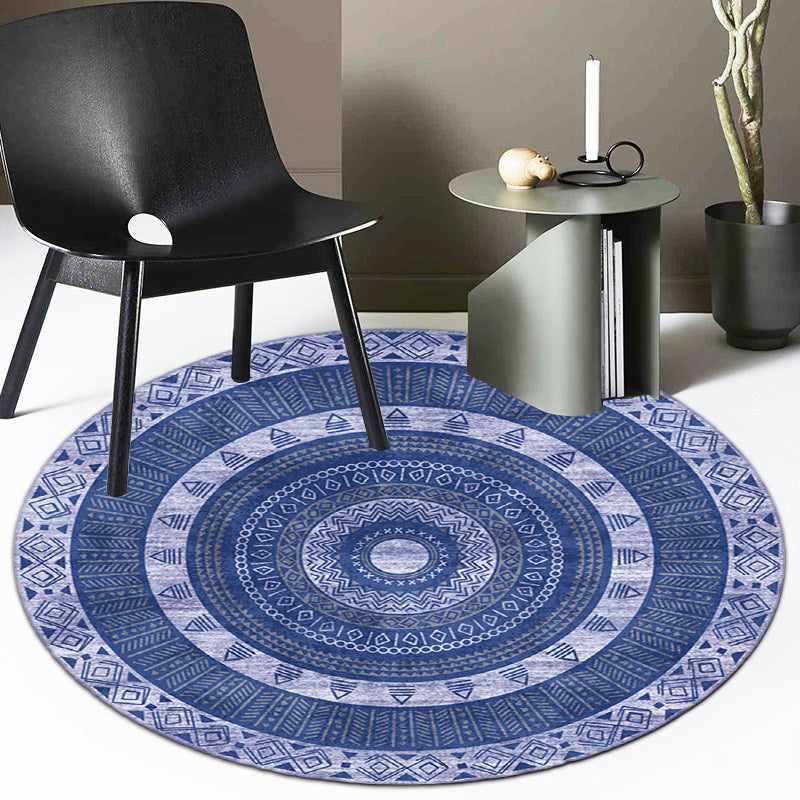 Multicolor Bedroom Rug Bohemian Circle Diamond Triangle Pattern Area Rug Polyester Anti-Slip Backing Carpet Blue Clearhalo 'Area Rug' 'Bohemian' 'Rugs' Rug' 1585222