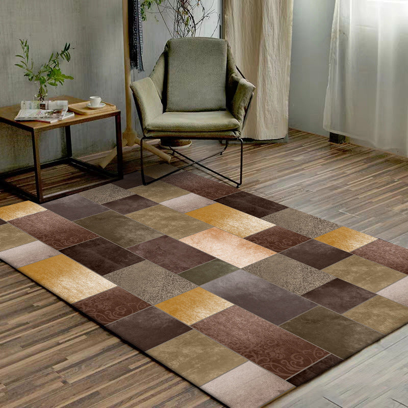 Novelty Living Room Rug in Brown Colorblock Rectangle Print Rug Polyester Pet Friendly Machine Washable Area Rug Clearhalo 'Area Rug' 'Rug' 1585298