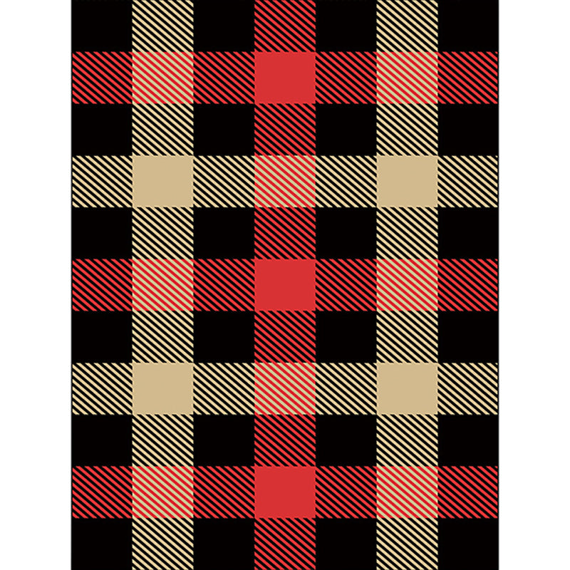 Black Bedroom Rug Modern Plaid Pattern Area Rug Polyester Non-Slip Machine Washable Carpet Clearhalo 'Area Rug' 'Modern' 'Rugs' Rug' 1585523