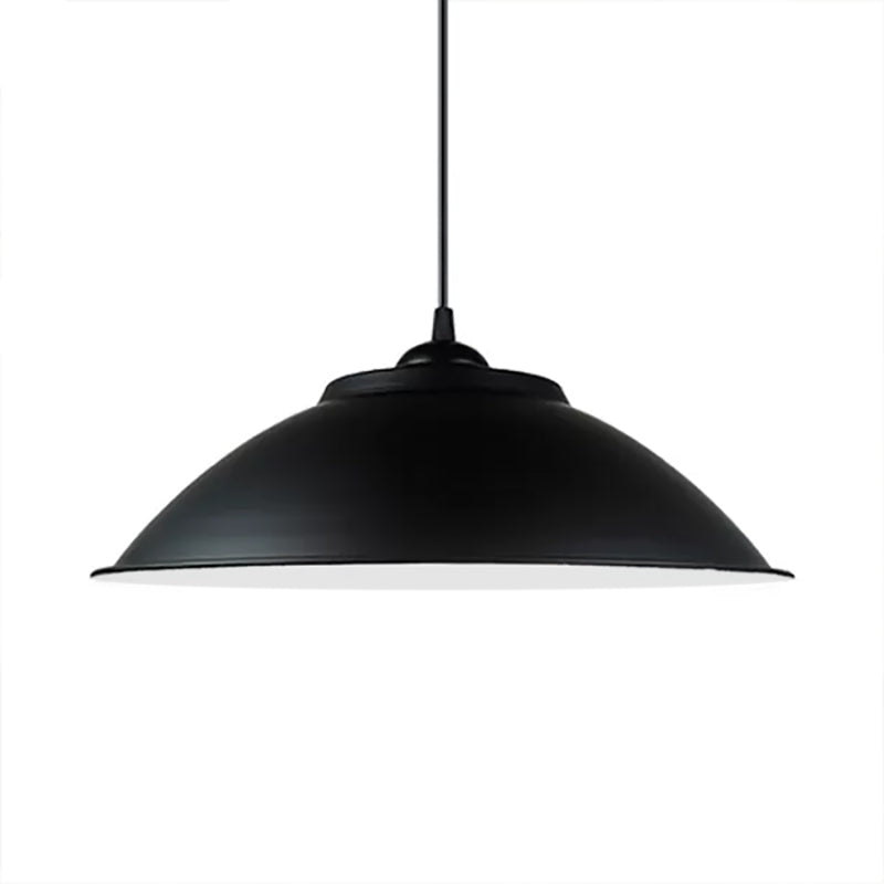 Black/White 1 Head Pendant Light Industrial Iron Bowl Shade Hanging Fixture with Adjustable Cord, 10.5