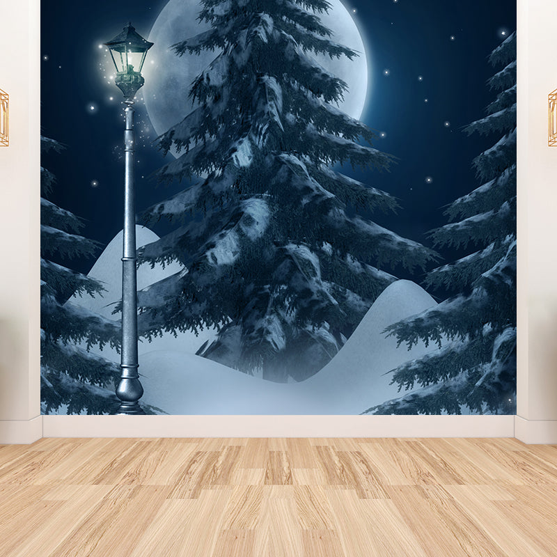 White Contemporary Wall Mural Huge Snow-Covered Landscape Wall Decor for Living Room White Clearhalo 'Wall Decor' 'Wall Mural' 1595330