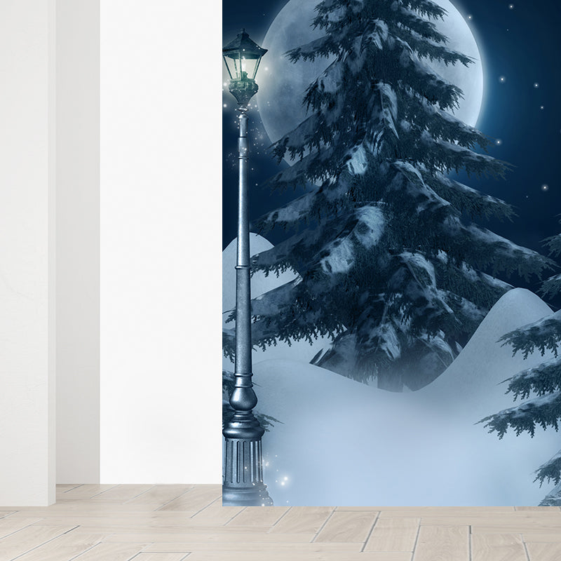 White Contemporary Wall Mural Huge Snow-Covered Landscape Wall Decor for Living Room Clearhalo 'Wall Decor' 'Wall Mural' 1595331