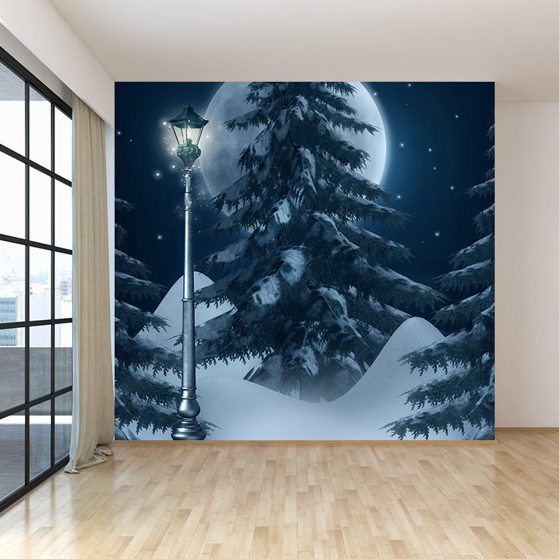 White Contemporary Wall Mural Huge Snow-Covered Landscape Wall Decor for Living Room Clearhalo 'Wall Decor' 'Wall Mural' 1595332