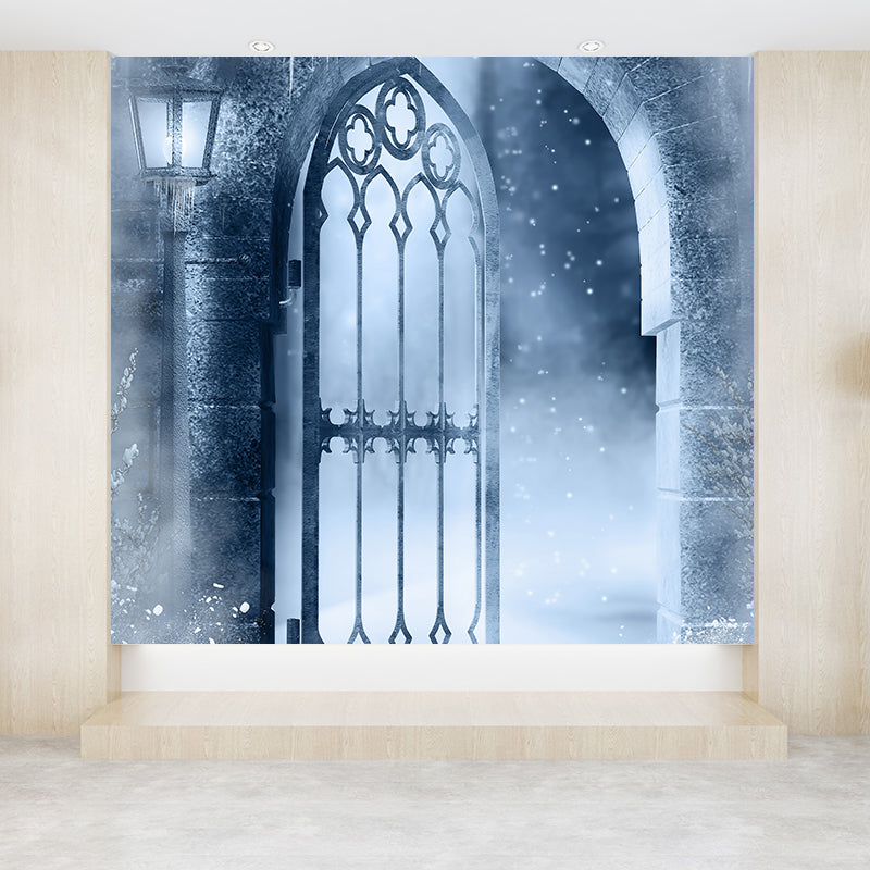 Whole Front Door Mural Wallpaper for Wall Decor Contemporary Girls Room Wall Art Blue Clearhalo 'Wall Decor' 'Wall Mural' 1595600
