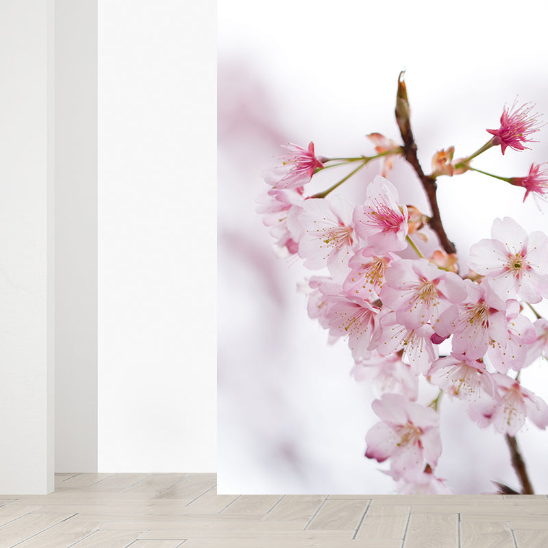 Water Resistant Cherry Mural Wallpaper Non-Woven Modern Wall Covering for House Interior Pink Clearhalo 'Wall Decor' 'Wall Mural' 1595665