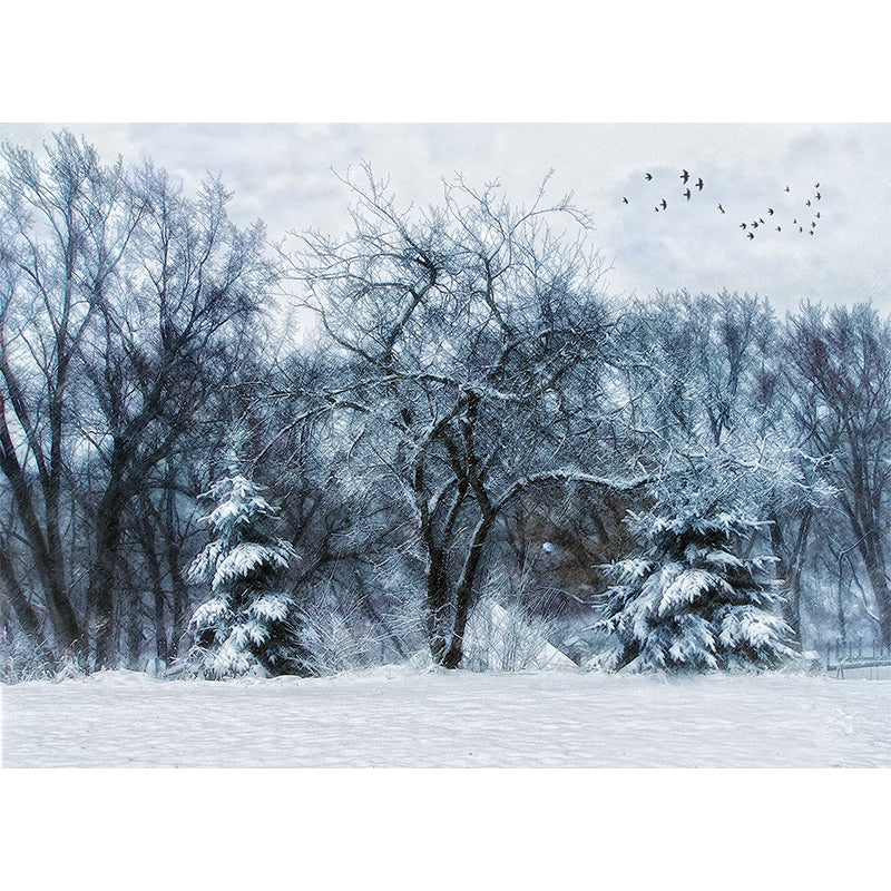 Winter Withered Trees Mural Wallpaper Modern No-Woven Fabric Wall Decor in White Clearhalo 'Wall Decor' 'Wall Mural' 1596018