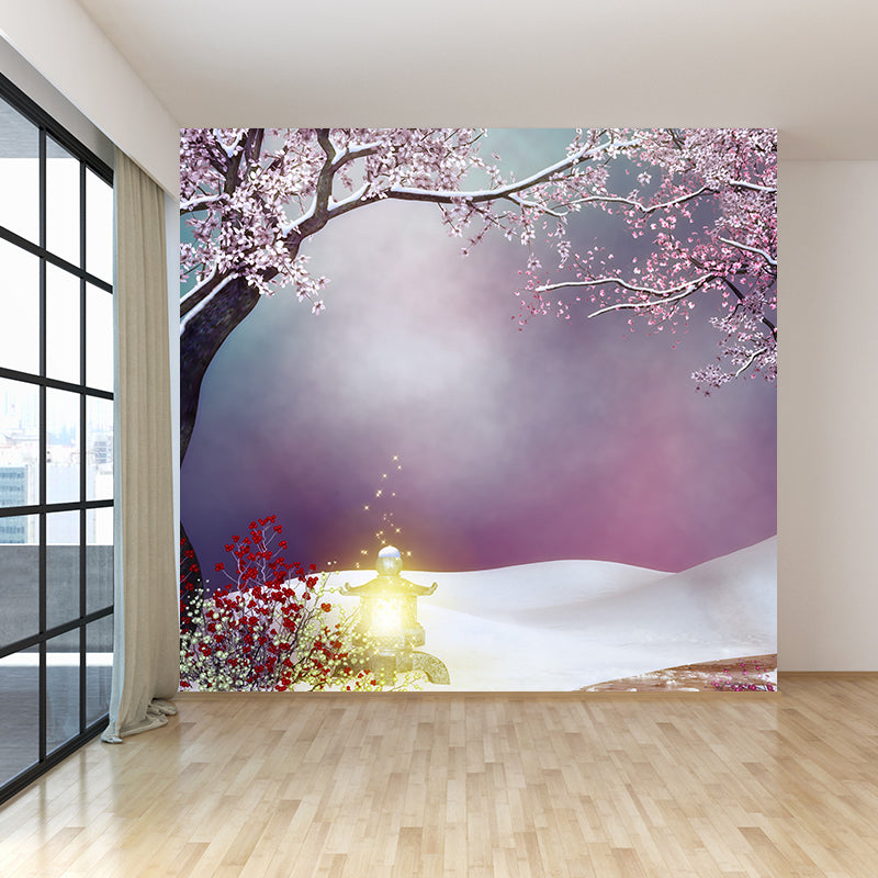 Whole Flower and Snowfield Mural Wallpaper for Wall Decor Modern Boys Room Wall Art Clearhalo 'Wall Decor' 'Wall Mural' 1596056