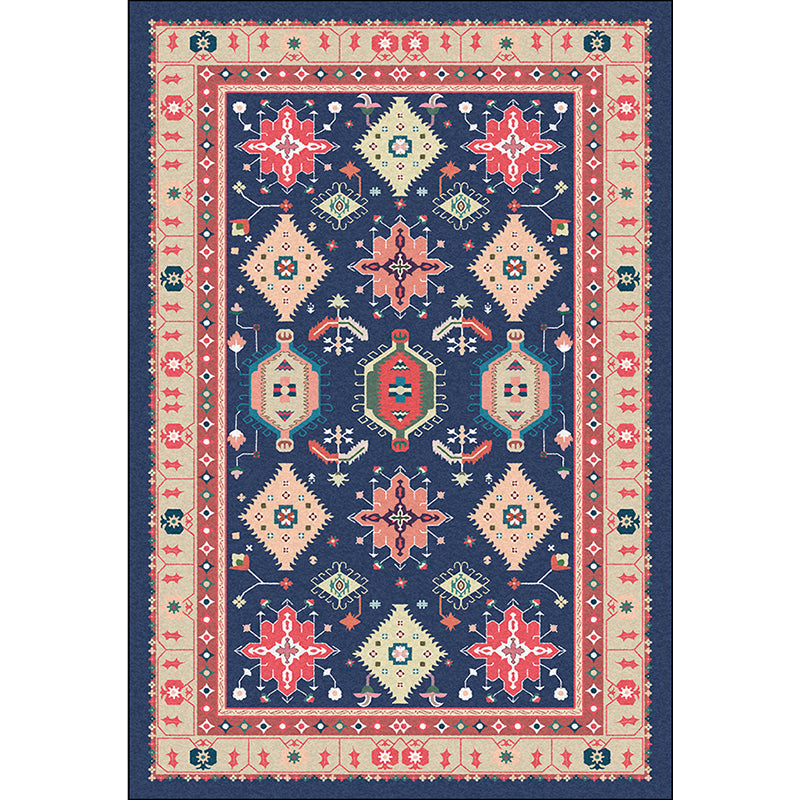 Southwestern Living Room Rug in Blue Tribal Geometric Print Rug Polyester Washable Area Rug Clearhalo 'Area Rug' 'Rugs' 'Southwestern' Rug' 1596466