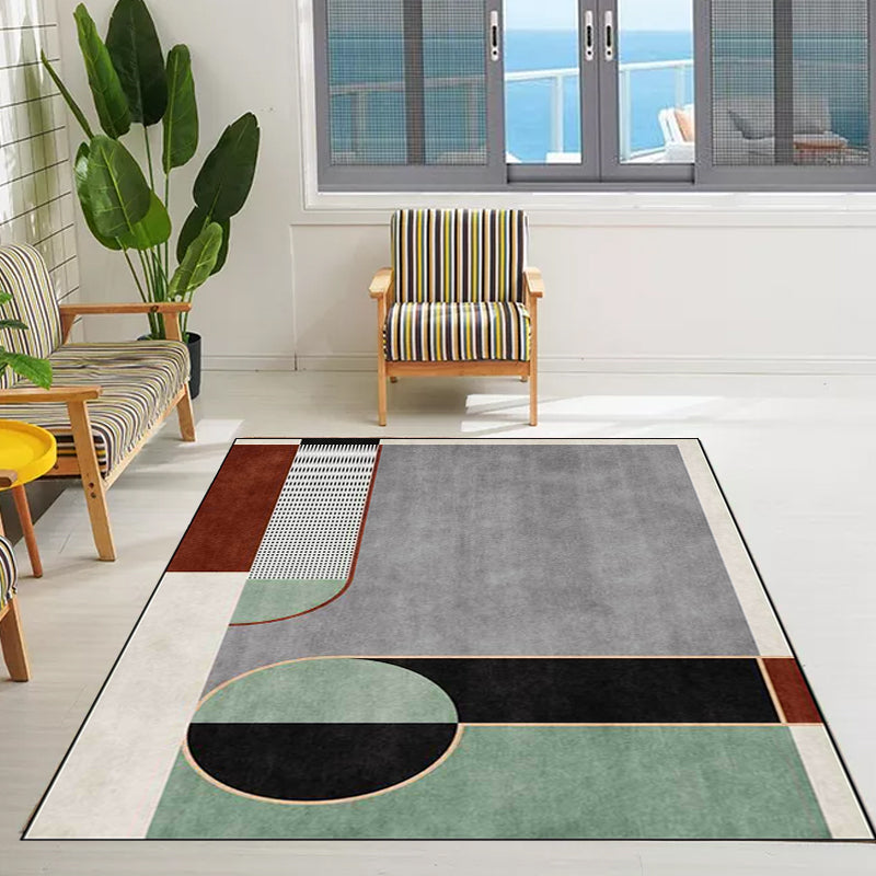 Novelty Modern Rug in Grey Color Block Dots Pattern Rug Polyester Non-Slip Carpet for Home Decoration Clearhalo 'Area Rug' 'Modern' 'Rugs' Rug' 1596489