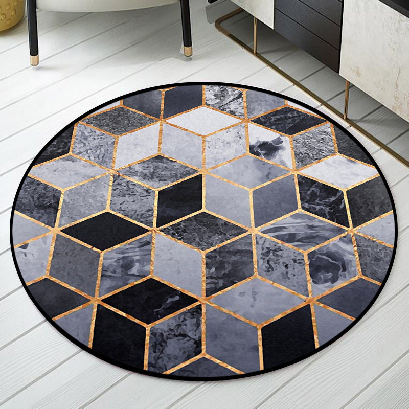 Grey Bedroom Rug Modern Geometric Diamond Pattern Area Rug Polyester Pet Friendly Washable Carpet Clearhalo 'Area Rug' 'Modern' 'Rugs' Rug' 1596505