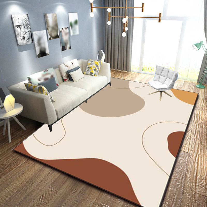 Simple Novelty Rug in Ivory Colorblock Lines Pattern Rug Polyester Machine Washable Carpet for Home Decoration Clearhalo 'Area Rug' 'Rug' 1596521