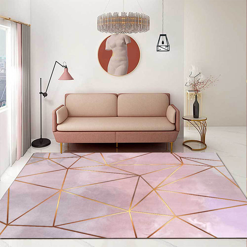 Modern Geometric Pattern Rug Pink Polyester Rug Washable Non-Slip Backing Area Rug for Living Room Clearhalo 'Area Rug' 'Rug' 1596553