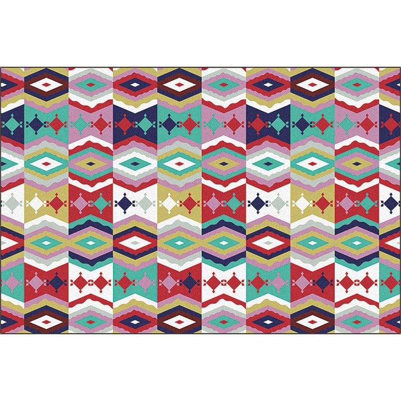 Multicolor Bohemian Rug Polyester Tribal Pattern Rug Washable Non-Slip Backing Carpet for Living Room Clearhalo 'Area Rug' 'Bohemian' 'Rugs' Rug' 1596634