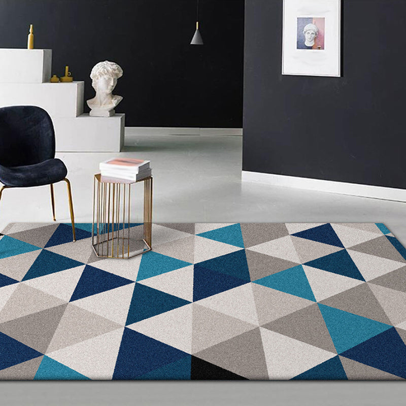 Modern Living Room Rug Colorful Geometric Triangle Print Rug Polyester Stain-Resistant Area Rug Blue Clearhalo 'Area Rug' 'Modern' 'Rugs' Rug' 1596730