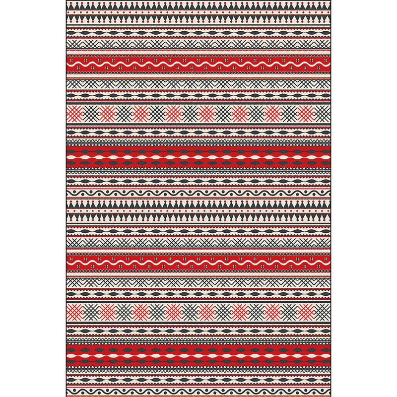 Bohemian Striped Print Rug Red Polyester Rug Machine Washable Non-Slip Area Rug for Living Room Clearhalo 'Area Rug' 'Bohemian' 'Rugs' Rug' 1596916