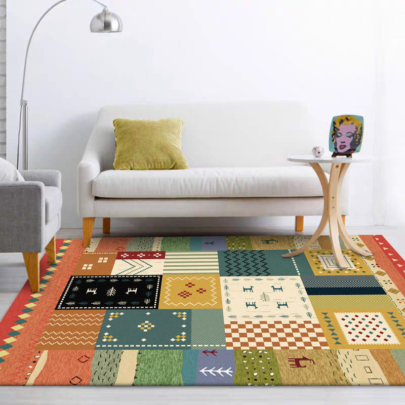 Southwestern Living Room Rug Colorful Animal Diamond Geometry Print Rug Polyester Anti-Slip Area Rug Yellow Clearhalo 'Area Rug' 'Rugs' 'Southwestern' Rug' 1597028