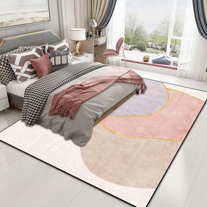 Novelty Living Room Rug in Pink Colorblock Print Rug Polyester Non-Slip Washable Area Rug Clearhalo 'Area Rug' 'Rug' 1597109