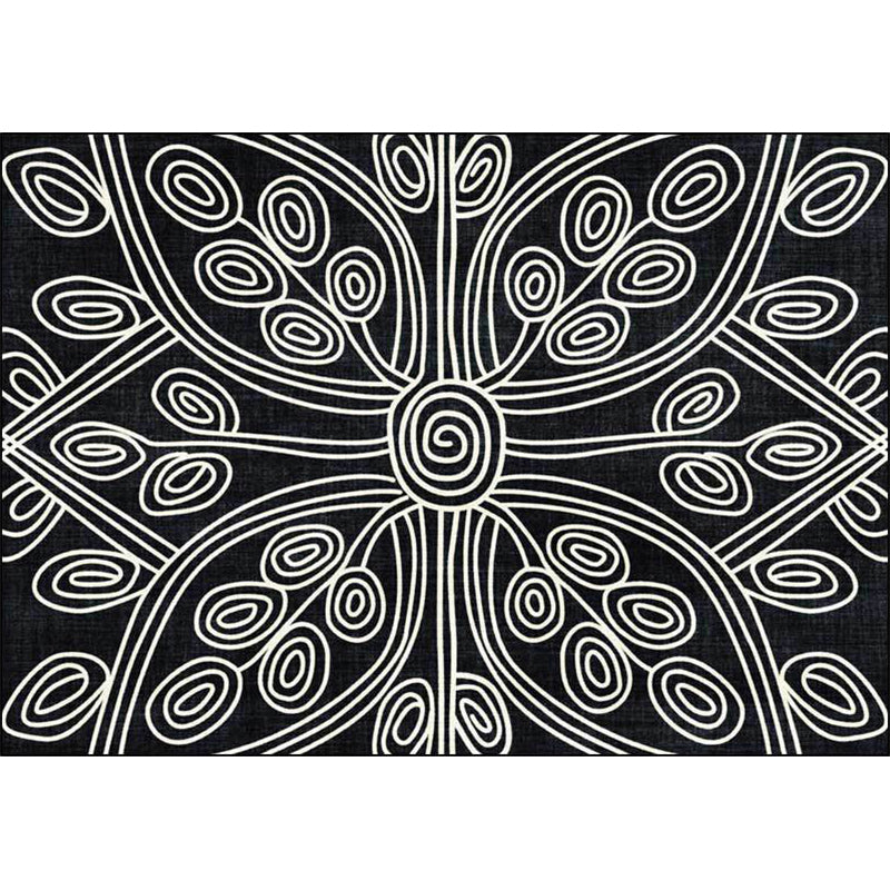 Novelty Living Room Rug in Black Geometric Line Print Rug Polyester Washable Anti-Slip Backing Area Rug Clearhalo 'Area Rug' 'Rug' 1597166