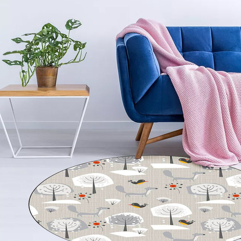 Grey Child's Room Rug Kids Animal Megalocnidae Pattern Area Rug Polyester Pet Friendly Carpet Clearhalo 'Area Rug' 'Rug' 1597237